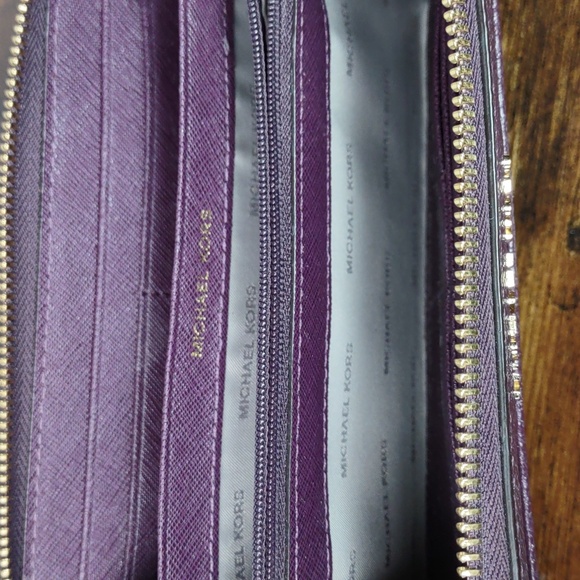 Michael Kors Plum Leather Mercer Zip Around Wallet - Picture 7 of 12